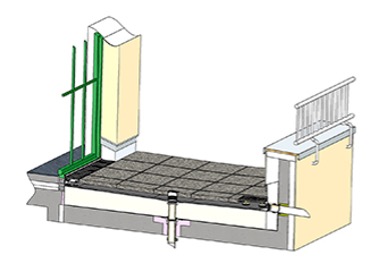 Drempelvrije of laagdrempelige deuraansluiting met Sita Drain, Sita Compact en SitaEasy als spuwer onder de betegeling.