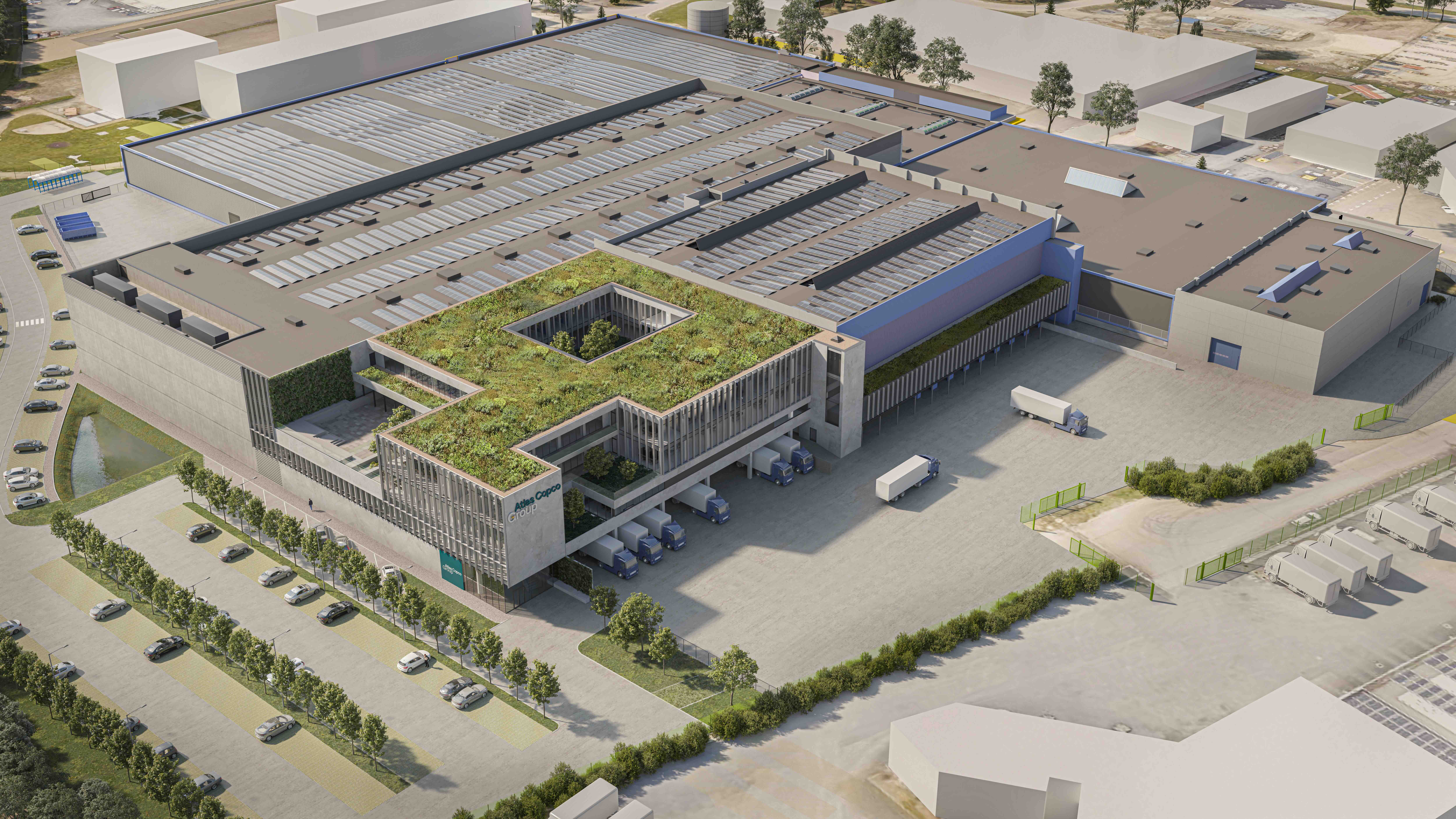 Uitbreiding van Atlas Copco als 3D render