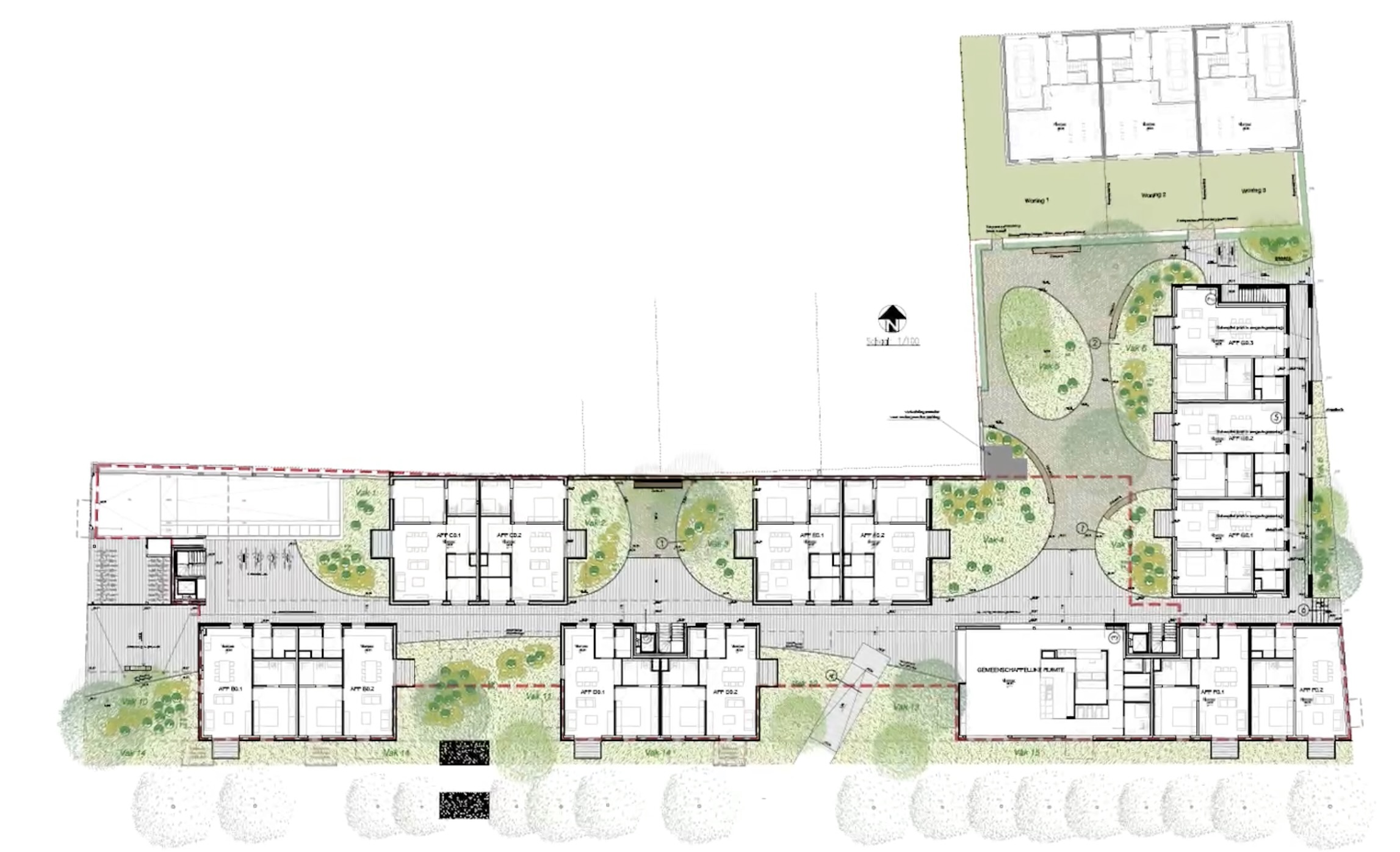 Grondplan van de Ravelijn Sociale Huisvesting Nieuwpoort
